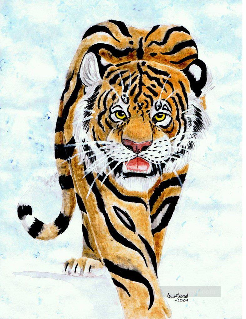 Tigre dans la neige Peintures à l'huile
